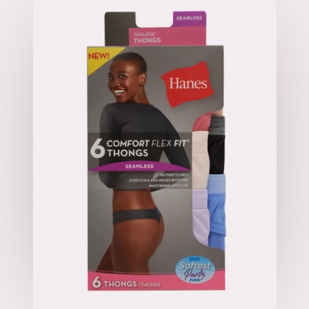 •new• HANES Comfort Flexfit Tagless Thongs - 6 pack - Large